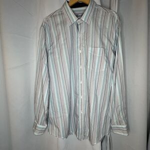 tasso elba Striped‎ Button Down Dress Shirt Long Sleeve Business Casual XL